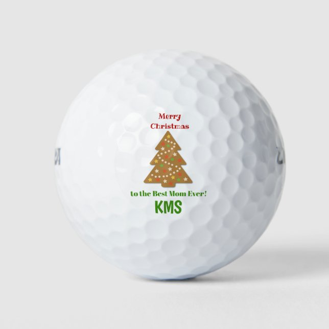 Weihnachtsgingerbrot Tree Custom Monogram Mama Golfball (Vorderseite)