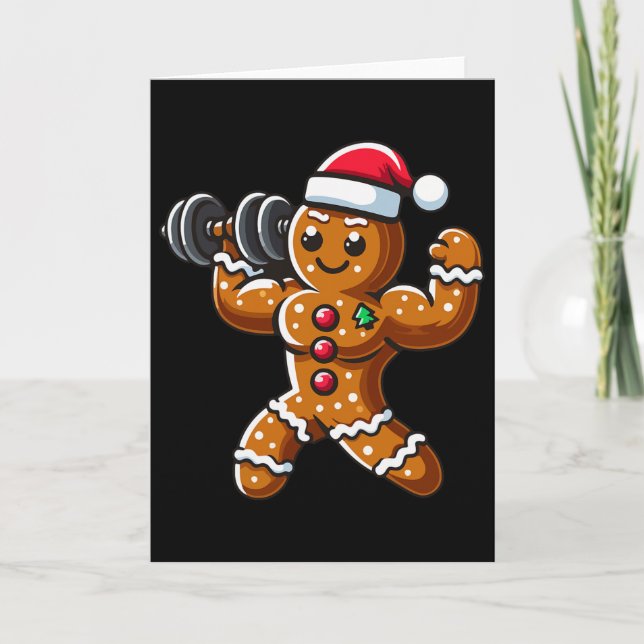 Weihnachtsgingerbrot Weightlift Man Workout Bo Karte (Vorderseite)