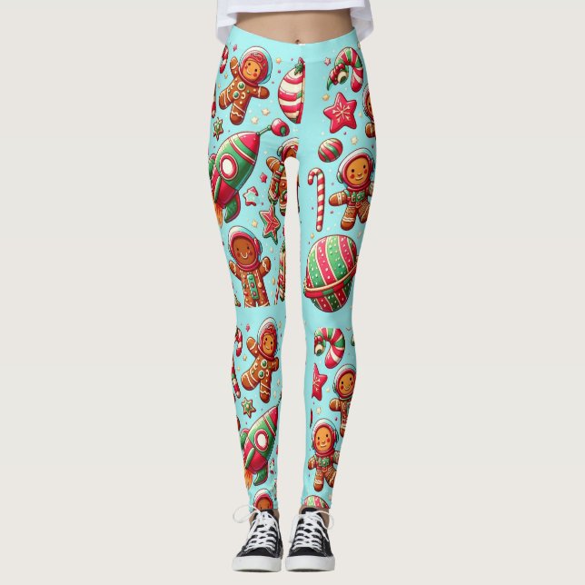 Weihnachtsgingerbrotflasche Leggings (Vorderseite)