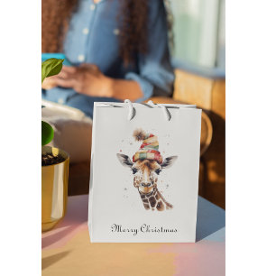 WeihnachtsGiraffe, anpassbar Mittlere Geschenktüte