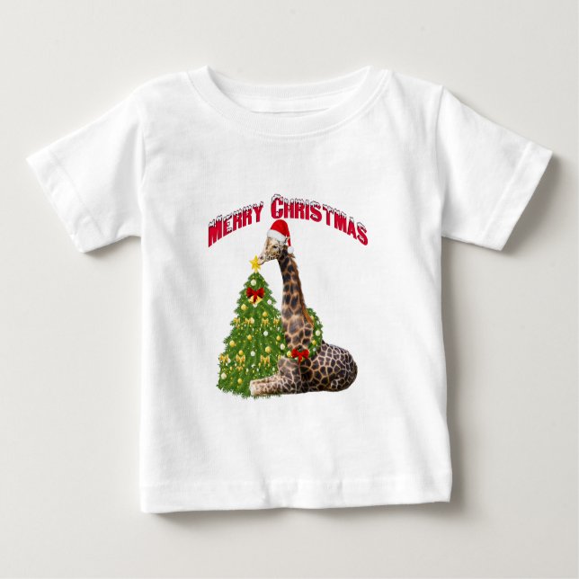 WeihnachtsGiraffe Baby T-shirt (Vorderseite)