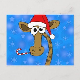 Weihnachtsgiraffe - blau feiertagspostkarte