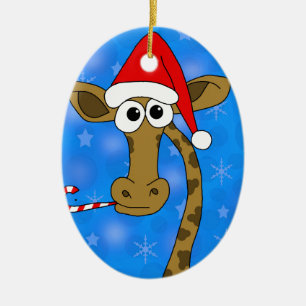 Weihnachtsgiraffe - blau keramik ornament