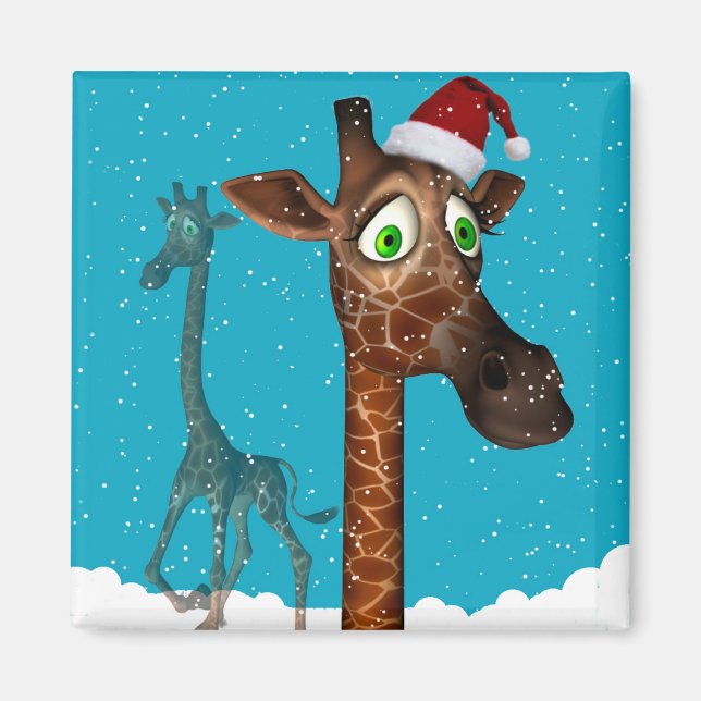 WeihnachtsGiraffe Magnetite Magnet (Vorne)