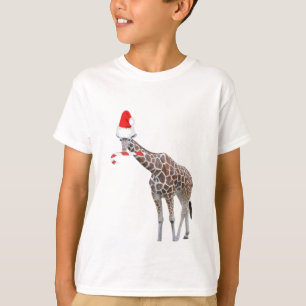 WeihnachtsGiraffe mit Weihnachtsmannmütze T-Shirt