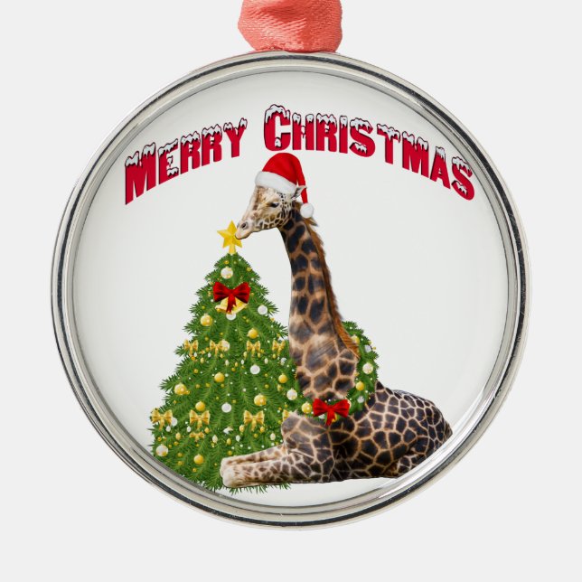 WeihnachtsGiraffe Ornament Aus Metall (Vorne)