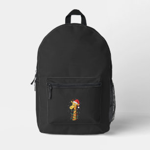 Weihnachtsgiraffe Santa Hut Lichter Giraffe Männer Bedruckter Rucksack