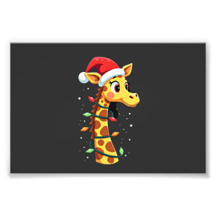 Weihnachtsgiraffe Santa Hut Lichter Giraffe Männer Fotodruck