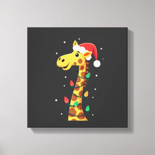 Weihnachtsgiraffe Santa Hut Lichter Giraffe Männer Leinwanddruck