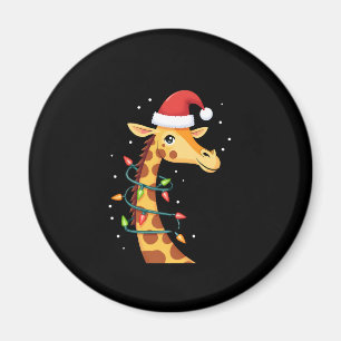 Weihnachtsgiraffe Santa Hut Lichter Giraffe Männer Magnet