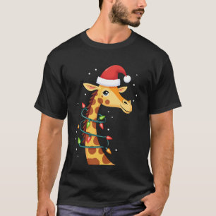 Weihnachtsgiraffe Santa Hut Lichter Giraffe Männer T-Shirt