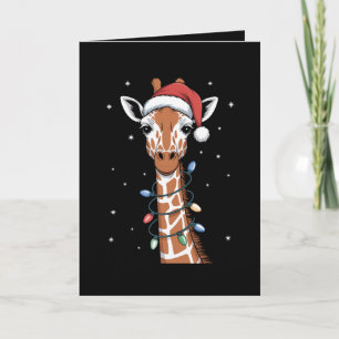 Weihnachtsgiraffe Santa Hut Xmas Lichter Schneeflo Karte