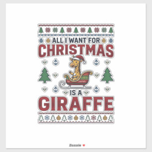 Weihnachtsgiraffe-Schlitten Lustiges Feiertags-T-S Aufkleber