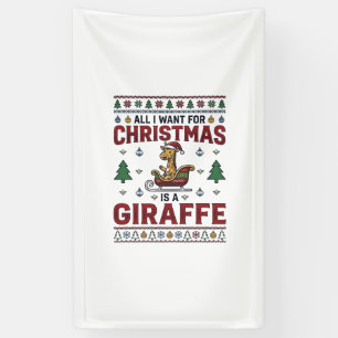 Weihnachtsgiraffe-Schlitten Lustiges Feiertags-T-S Banner