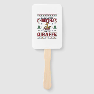 Weihnachtsgiraffe-Schlitten Lustiges Feiertags-T-S Fächer