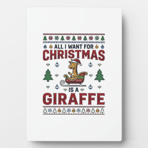 Weihnachtsgiraffe-Schlitten Lustiges Feiertags-T-S Fotoplatte