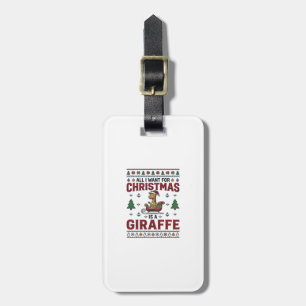 Weihnachtsgiraffe-Schlitten Lustiges Feiertags-T-S Gepäckanhänger