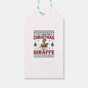 Weihnachtsgiraffe-Schlitten Lustiges Feiertags-T-S Geschenkanhänger