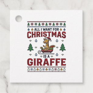 Weihnachtsgiraffe-Schlitten Lustiges Feiertags-T-S Geschenkanhänger