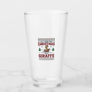 Weihnachtsgiraffe-Schlitten Lustiges Feiertags-T-S Glas