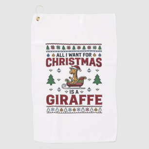 Weihnachtsgiraffe-Schlitten Lustiges Feiertags-T-S Golfhandtuch