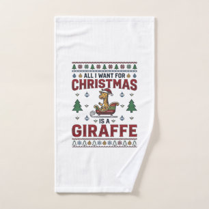 Weihnachtsgiraffe-Schlitten Lustiges Feiertags-T-S Handtuch