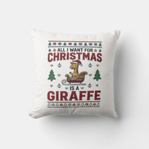 Weihnachtsgiraffe-Schlitten Lustiges Feiertags-T-S Kissen