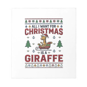 Weihnachtsgiraffe-Schlitten Lustiges Feiertags-T-S Notizblock