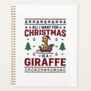 Weihnachtsgiraffe-Schlitten Lustiges Feiertags-T-S Planer