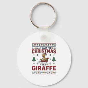Weihnachtsgiraffe-Schlitten Lustiges Feiertags-T-S Schlüsselanhänger