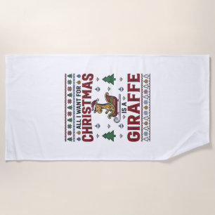Weihnachtsgiraffe-Schlitten Lustiges Feiertags-T-S Strandtuch