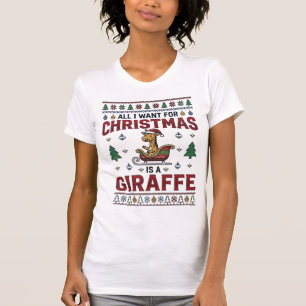 Weihnachtsgiraffe-Schlitten Lustiges Feiertags-T-S T-Shirt
