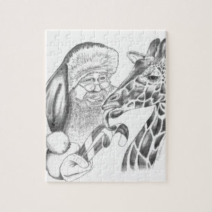 Weihnachtsgiraffe und Weihnachtsmann Puzzle