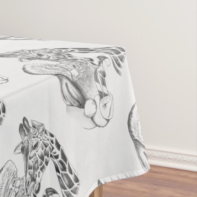 WeihnachtsGiraffe und Weihnachtsmann Tischdecke (Beispiel)
