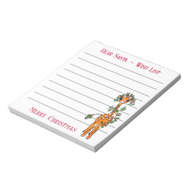 Weihnachtsgiraffe, Weihnachtswunschliste des Weihn Notizblock