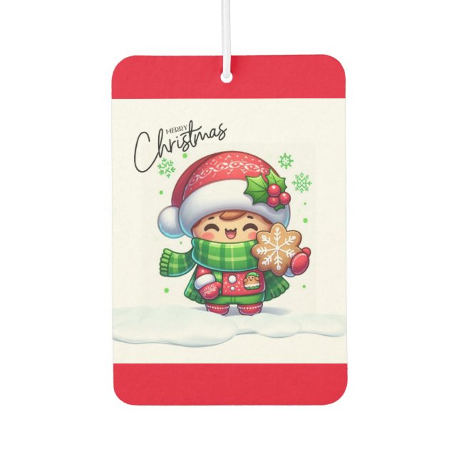 WeihnachtsGirl Holding Cookie Autolufterfrischer (Vorderseite)
