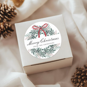 Weihnachtsgirlande als festliches Geschenk Runder Aufkleber