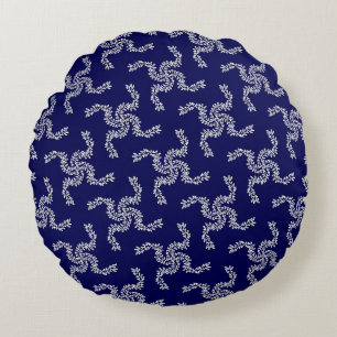 Weihnachtsgirlande Blau, Weihnachtsdekoration, Xma Rundes Kissen
