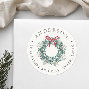 Weihnachtsgirlande Familienname Rücksendeadresse Runder Aufkleber