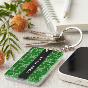 Weihnachtsgirlande, Grün, Ihr Name, Personalisiere Schlüsselanhänger