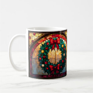 Weihnachtsgirlande im Bleiglas-Stil Frohe Weihnach Kaffeetasse