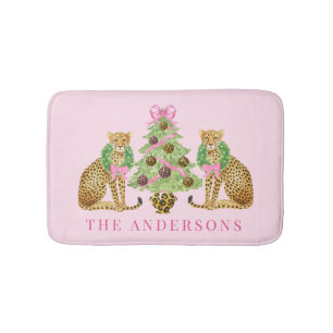 Weihnachtsgirlande Leopard Badematte