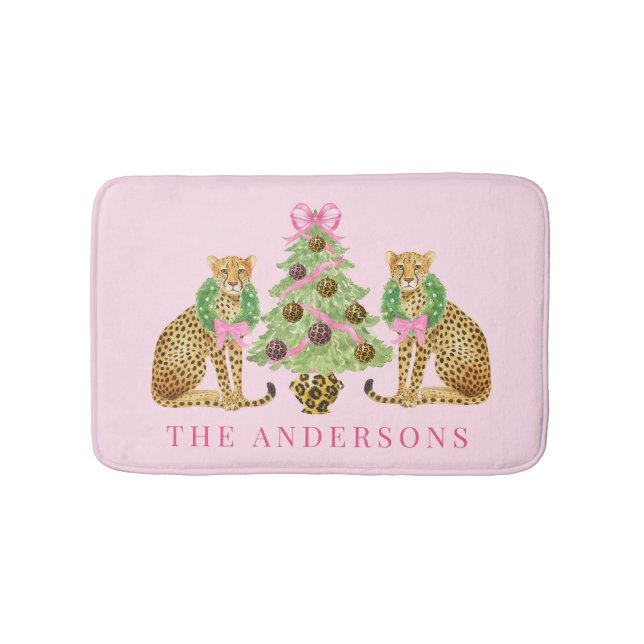 Weihnachtsgirlande Leopard  Badematte (Vorderseite)
