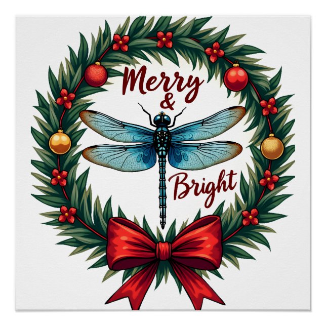 Weihnachtsgirlande Libelle Poster (Vorderseite)