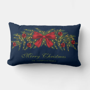 Weihnachtsgirlande mit roter Schleife und Christba Lendenkissen