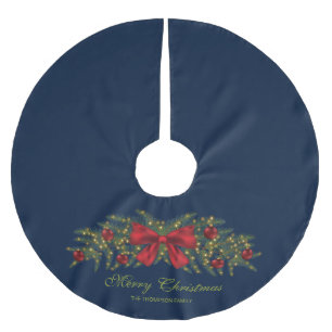 Weihnachtsgirlande mit roter Schleife und Christba Polyester Weihnachtsbaumdecke