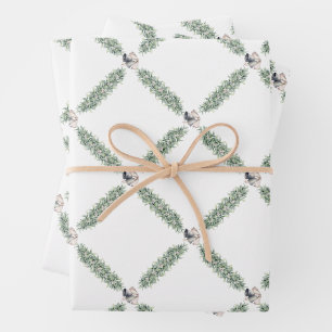 Weihnachtsgirlande mit Silberglocken Geschenkpapier Set