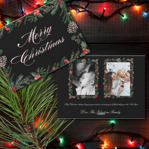Weihnachtsgirlande mit Stechpalme 2 Foto Weihnacht Feiertagskarte