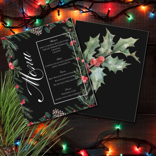 Weihnachtsgirlande mit Weihnachtsmenü-Stechpalme Flyer (Von Creator hochgeladen)