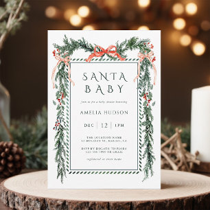 Weihnachtsgirlande Santa Baby Shower Einladung